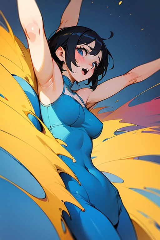 A naked girl excited