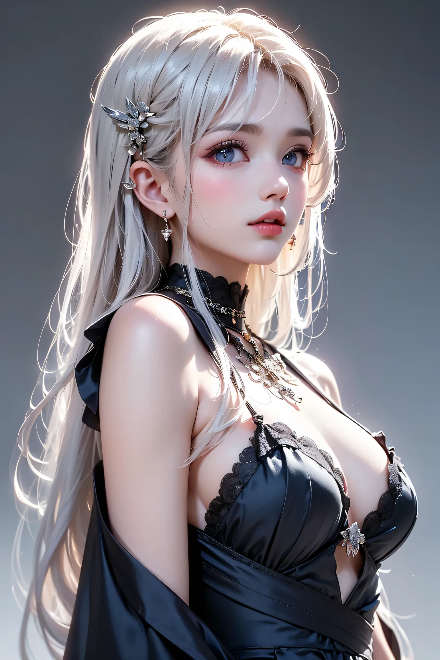 masterpiece, (Highest quality, Very detailed:1.4), (Ultra-high resolution:1.4),(Long silver hair, Spanish Curly Hair), (Sharp focus:1.3), (Very detailed:1.3), masterpiece, Highest quality, One girl, alone, (Body painting:1.4), Street wall background, View your viewers, (F cup saggy breasts), photography lighting, model, Fair skin, painting on Fair skin, Large area Body painting, Flame costume themed Body painting, ((Chest painted:1.2)),Detailed nipples