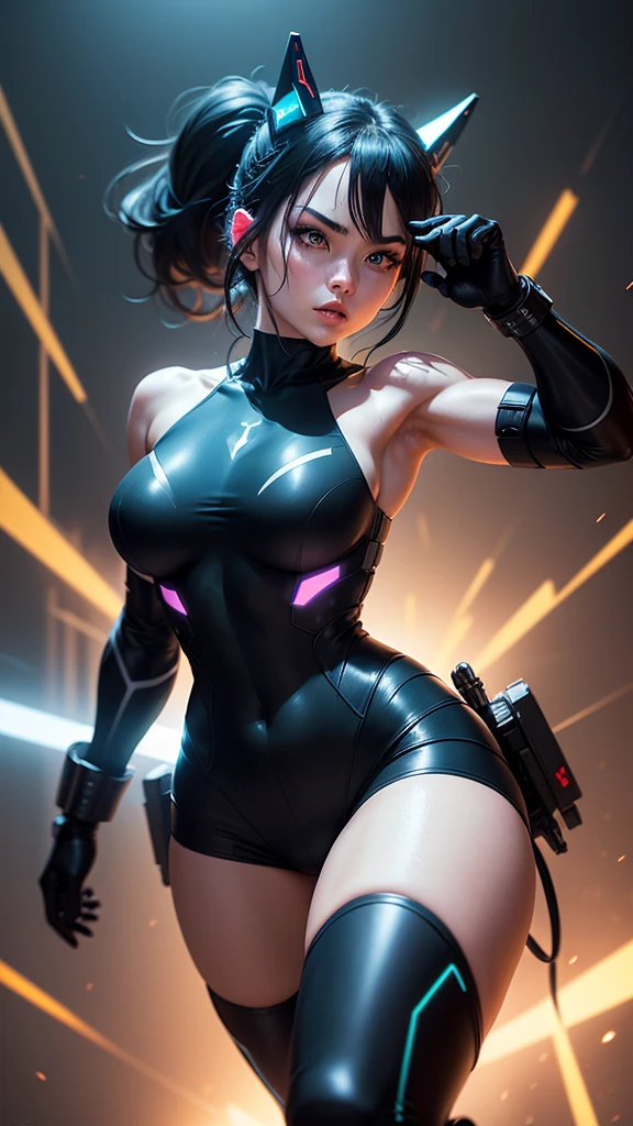 D-va overwatch, nue (huge tits), Haut du corps, abdos, bikini comme s'ils n'existaient pas, deserted beach, gros seins, gigantesque seins, 4K ultra UHD, mains parfaites, cing doigts, yeux parfaits, bikini dentelle rouge
