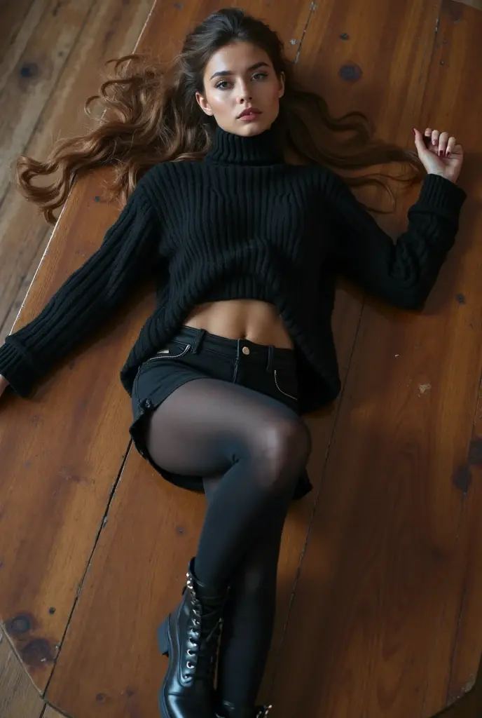 (masterpiece, best quality, hires, high resolution:1.2), Emma Watson, looking 100% like Emma Watson, black turtleneck sweater, 10 years old, just in her puberty, extremely detailed, highres, realistic, (cinematic lighting, perfect lighting, sunlight), 1girl, solo, naked, looking at viewer, sexy long stockings, spreading her legs, showing pussy, playful, biting one finger, (window, beachscape), head tilt, very sexy, up skirt, panties down, pantiepull, completely shaved pussy, no body hair.