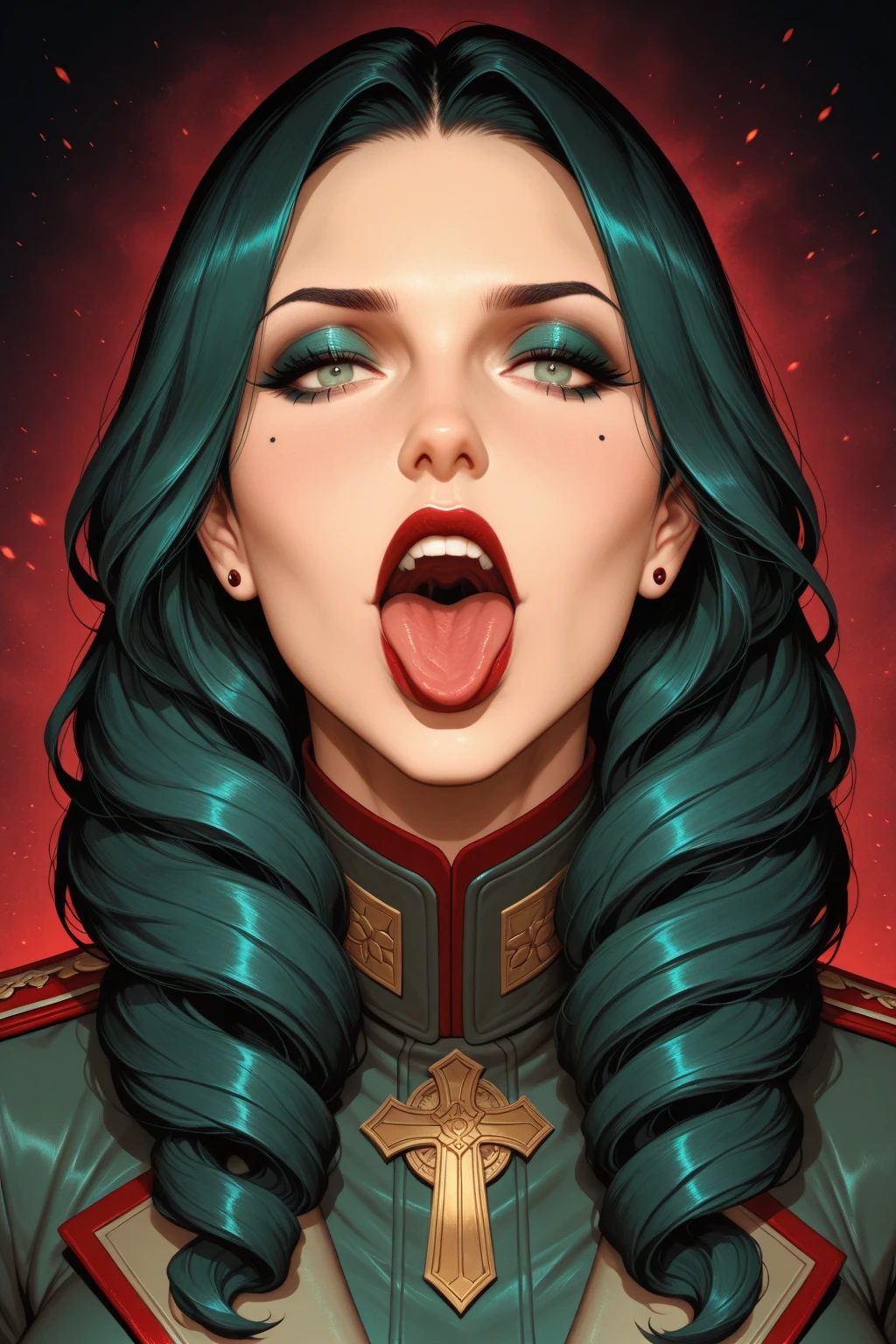 ((best quality image)), ((horror fantasy masterpiece)), (hyper detailed),alluring features((best quality dramatic lighting)), ((shockingly morbid masterpeice ))
A beautiful woman with visible inner vitals, anatomic writhing spiraling out of body, brain leavig her head from gace orifices,striking facial features, jarring expression, grotesquely beutiful image, demonic possesion beneath the surface, phobia inducing, Nightmare fuel,gorey,hyperstylized horror-fantasy ,hyper exaggerated features, lucid,atmospheric terror, abaritions with tongue slinking elongated entering, ghastly and perverse image, phantoms cunnilingus, harrowing, Unsettling, gynecologic, Graphic,stunning hellscape, extreme, shockingly morbid