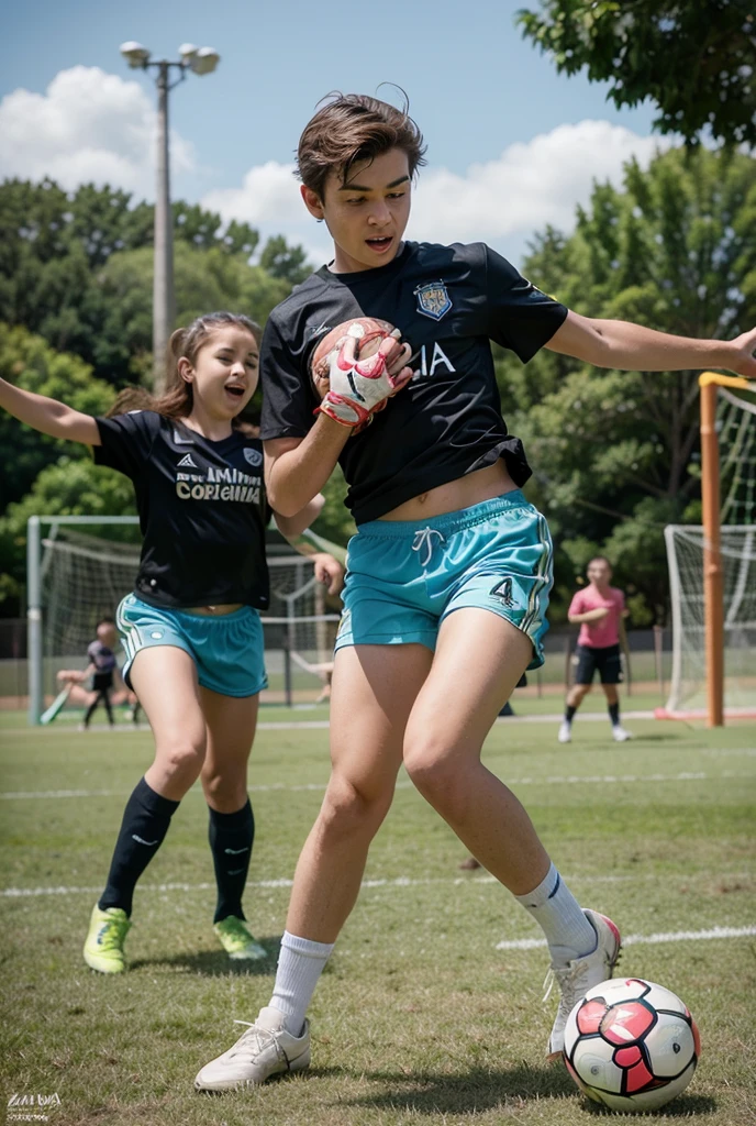 Children playing handball, alegre, sorridentes, alta resolucao