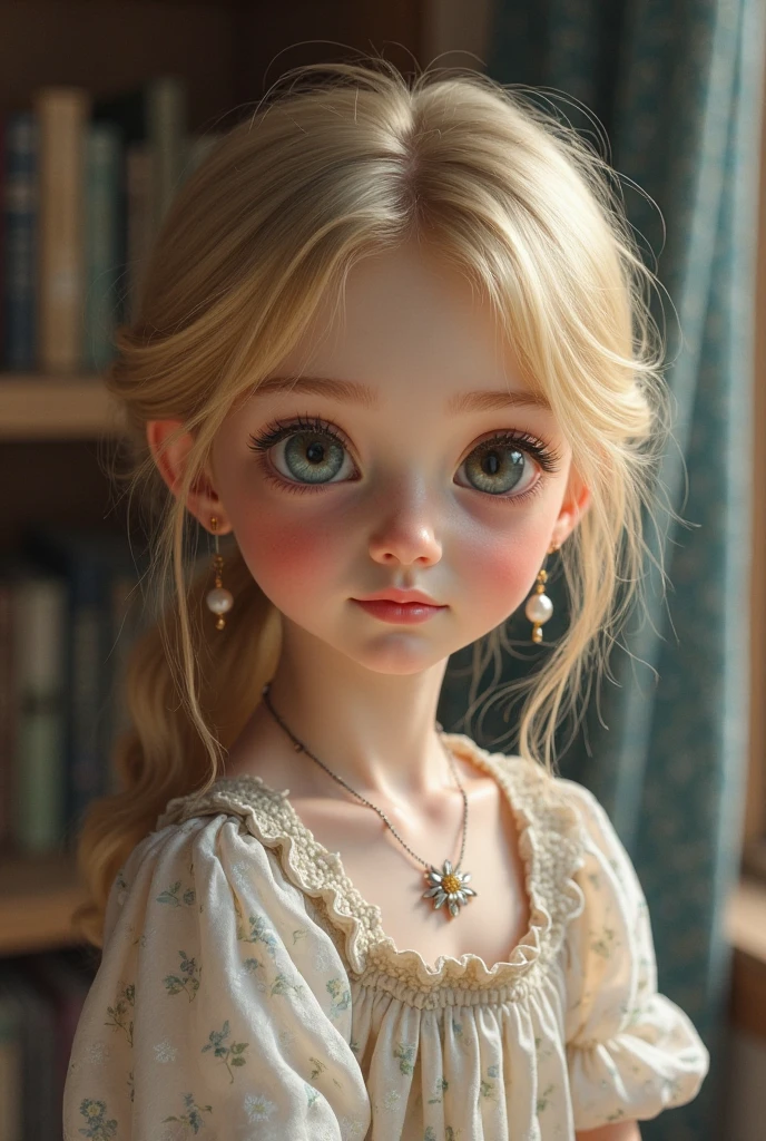 long blonde hair
roughly 4 years old
period clothing
realistic