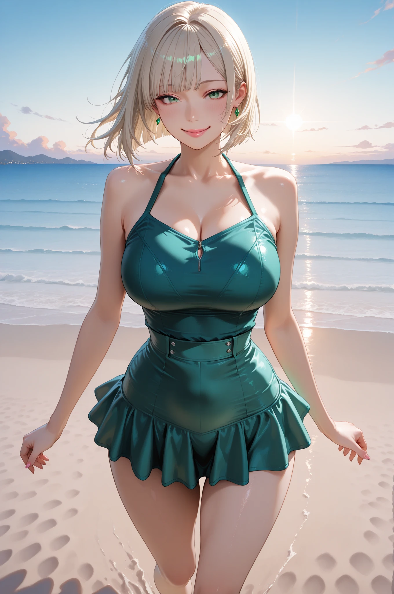 (masterpiece:1.3, Highest quality, Ultra-high resolution, Very detailed), (Realistic:1.1, photoRealistic:1.4), Beautiful illustrations, Perfect lighting,Written boundary depth, Beautiful detailsまでこだわった髪, Beautifully detailed face, Beautiful details, Beautiful clavicle, Beautiful body, Beautiful and juicy breasts, Beautiful thighs, Beautiful legs, View your audience, 1 girl,Perfect Face, (Perfect Anatomy, Anatomically correct), Cute and symmetrical face、Baby Face、((Shiny Hair)),(Beautiful views),(Outdoor,Blurred night cityscape),(かわいいsmile, smile)、Sexy Body、(masterpiece),(Highest quality：1.3),8k,Very clear,(Ultra-realistic), One Girl,Wide Shot,((Large Breasts)),Wide Hips,Beautiful legs, Captivating woman、(masterpiece、Highest quality、Very detailedな)、((10-year-old girl))、((blonde,short hair, Twin tails, Two Side Up Hair,Curly Hair))、((とてもLarge Breasts))、Cleavage、,(Highest quality), Realistic, (Live Action, Intricate details), ((Immature nude))、((Bold and sexy outfit)), ((Open your lips))、((Big green eyes)),((OutdoorBlurred night cityscape))、Are standing、Cowboy Shot