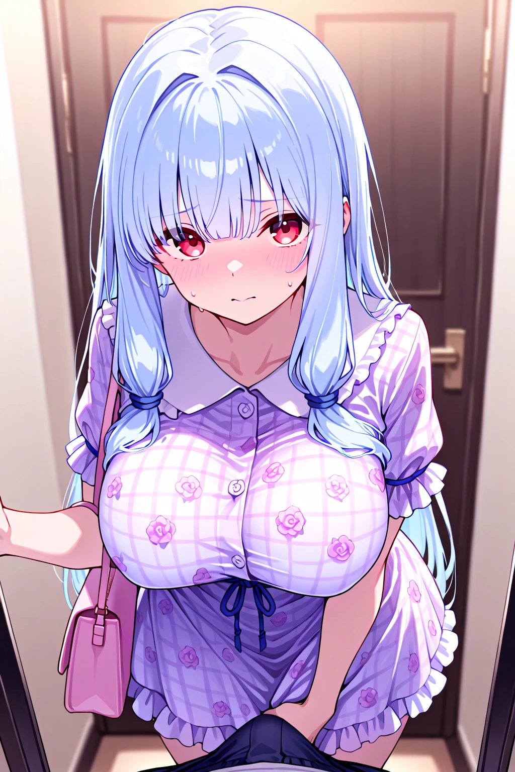 mastute piece,Best Quality,insanely detailed,8k cg,nsfw,
(shoot upper body:1.3),
(1girls:1.3),standing,looking at viewr,body in front,(((both arms behind back:1.4))),(Hide your arms behind your back:1.4)、(((light blue convenience store employee uniform:1.4))),(bare breasts:1.4),BREAK,
blush,shy,(ecstasy face:1.3),(trembling:1.2),BREAK,(light silver hair:1.4),
BREAK,
perfect breasts,perfect teats,(open mouth:0.9),(large breasts:1.2),
(in convenience store:1.1,in checkout counter:1.1),