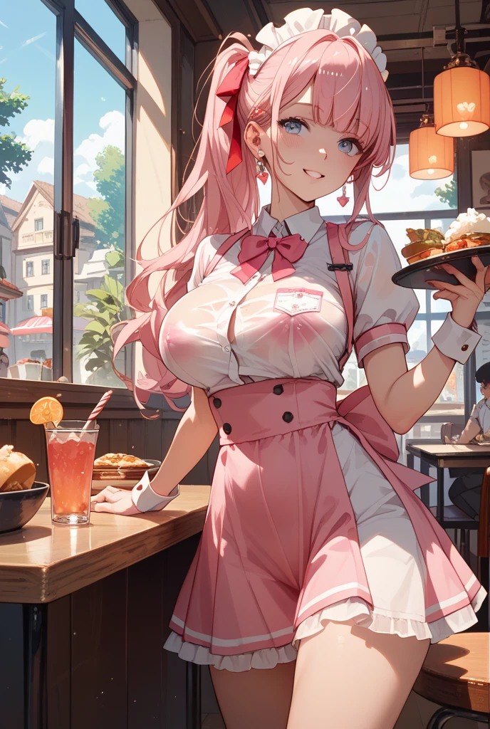 High definition、Highest quality、Skin like in the picture、Flowing hair texture、Pretty lips、Pink and red camisoles、Cute summer fashion、Various hairstyles、Various hair colors、Sexy pose、Short sexy skirt、At a fast food restaurant、Shoulder costume、Navel costume、G-cup bust、T-back shorts、Garter belt and fishnet tights、Smiling Beauty、Sweaty、Sheer running shirts、Nipples are erect、A beautiful woman with a large amount of milky liquid flowing all over her body、
