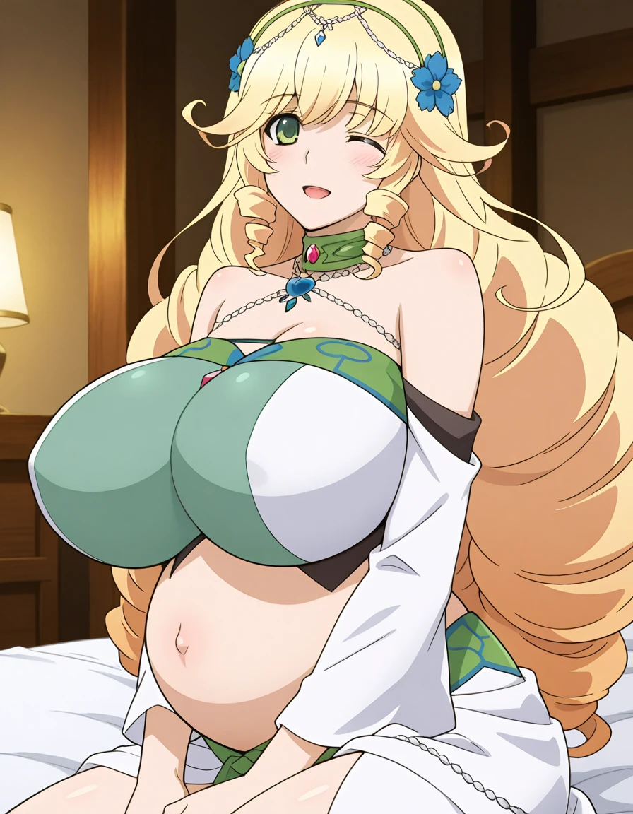 (masterpiece, highest quality:1.2), Ultra-high resolution), RAW Photos, Professional Lighting, Cinema Lighting, (1 girl), Leona, Dragon Quest:dai no daibouken, (blonde, Long Hair, Brown eyes, string tiara, hair ornaments, bangs), (brass Circlet, choker, Earrings, full nude, naked, bare bodies, no wearing clothes, Golden collar, golden bracelet, earrings), ((((((ultra large natural breasts, Super huge tits, Super huge boob, Super huge cleavages)))))), (ultra realistic & detailed interior of medieval wooden motel in the village, bed room, dark atmosphere, night, moon view via window, candle), (porn atmosphere:2.0, nsfw:2.0, sweat bodies:2.0, semen:2.0, sperm:2.0, cum:2.0, huge penis in her pussy:2.0, overflowing a large amount of milk from her nipples:2.0 spilled out a large amount of milk from her nipples:2.0, cum on face & bodies:2.0), detailed face, detailed eyes, clear & fine eyes, (full body shot), directly back view, directly behind angle, (sitting on bed, spreading legs widely to viewer), 