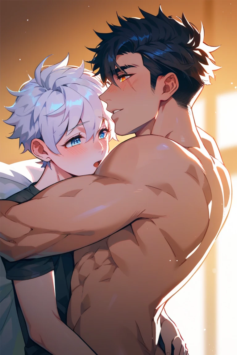super fine illustrations,Animate,1 boy,Lewd expression,Sexy,Gay,pleasant sensation,vehement,perspired,Shirtless,Heart to eye,Ponytail hairstyle,Parted bangs,blond hairbl,Purple eye,White skin,Full body like,Femininity,Wear only briefs,There is a milky white liquid on the body,There are pronounced male genitalia,One man only,drools,drenched all over the body,Precise legs,Conspicuous male genitalia