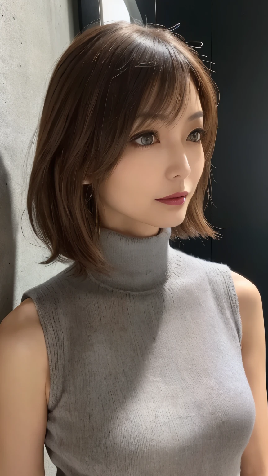 Masseter muscle area, highest quality, masterpiece, High resolution, Photorealistic, Raw photo, 8K Wallpaper, Flawless, Professional Lighting, Very detailed, Depth of written boundary, ((美しい日本人Mature Woman)), ((60 years)), パンティの上からクリトリスにバイブレーターを押し当てて色っぽく恍惚の表情を浮かべるMature Woman, Mature Woman, Detailed face, Beautiful Eyes, Small face, round face, Large, narrow, cat-like eyes, Long eyelashes, Big Nose, Large forehead, (Sit with good posture), Shapely big breasts, Large areola, Erect large nipples, Light brown permed short hair, 