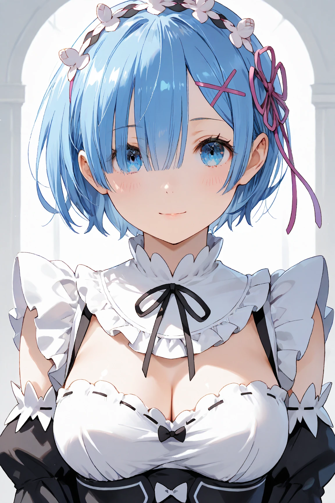 Starting Life in Another World from Zero,Rem,Short Hair,Blue Hair,Blue pupil