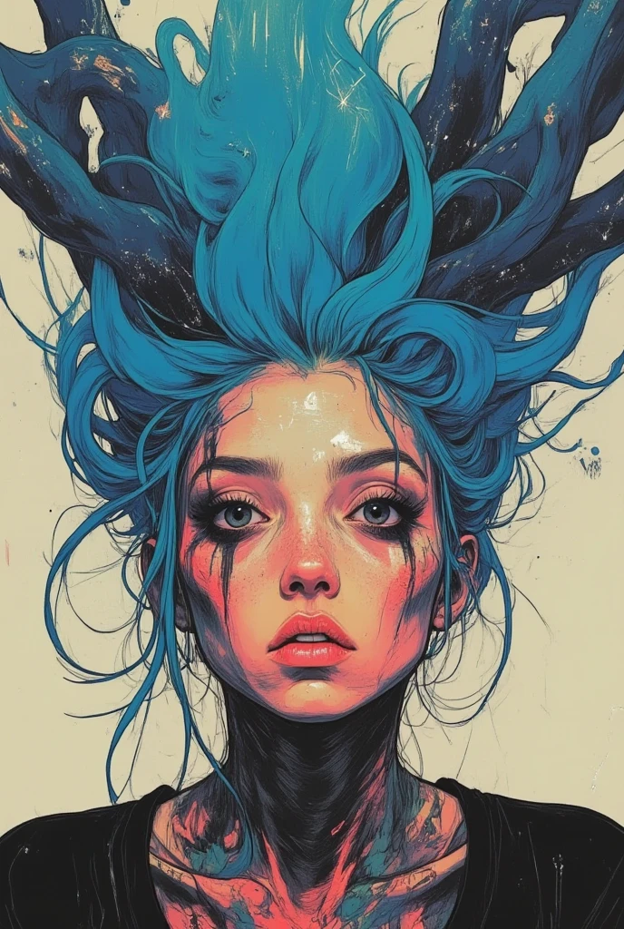 did vaporwave style, solo, 1girl, female, water, white background, red eyes, simple background, from side, glitching, smoke surrounding her, in tatters, score_9, score_8_up, score_7_up, score_6_up, score_5_up, score_4_up
