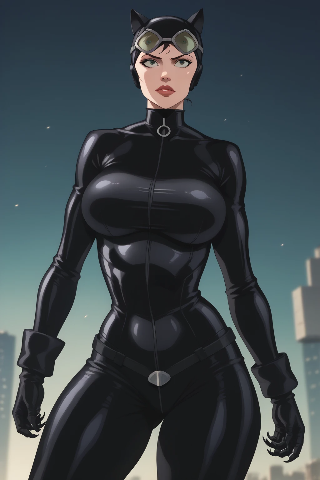 photo of mlp Meowko, RAW, beautiful woman, ((portrait)), ((detailed face:1.2)), ((anime face, anime facial feature, shiny anime mouth, clear skin, clear skin), (short messy lesbian haircut, one shaved side, brunette: 1.55), (perfect proportioned body, Strong, muscular, narrow waist, narrow hips, skinny, large breasts), photo of mlp Meowko, RAW, beautiful woman twins, (portrait), (detailed face:1.2), (detailed feature, detailed skin, glossy lips, shiny luscious lips, clear skin), (short lesbian haircut, brunette: 1.55), (perfect proportioned body, Strong, muscular, narrow waist, narrow hips, skinny, massive breasts), ((she wears a tight black latex catsuit, long zipper, in a skin tight black latex outfit, slick black catsuit, black iconic character, smooth black skin, black body, PVC, some black, futuristic glossy latex suit, rubber suit, rubber belts, collar, rubber glove, rubber high boots, arm and leg cuffs, straps,), (high detailed city environment, rooftop, (realistic photo, best quality, detailed), (8k wallpaper), (cinematic lighting, beautiful light, (day:1.3)) (sharp focus, intricate)