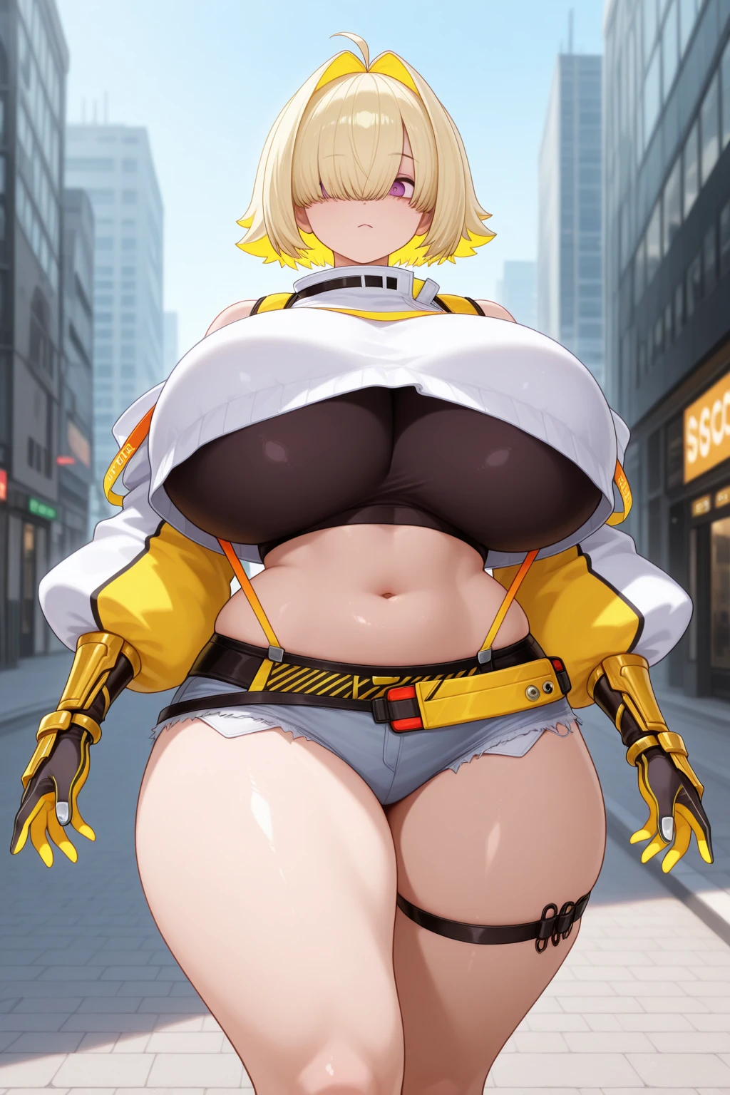 masterpiece: 1.2, best quality), realistic, (real image, intricate details, depth of field), (1girl, solo), makeup, split lips, highly detailed, perfect face,
(huge breasts:1.6), (skin dentition), thick thighs, wide hips, small waist, tall and huge ass
blonde hair, wearing micro bikini, lots of skin on display, sexy, dye, seductive, cleavage, high heels, ear fox, tail fox