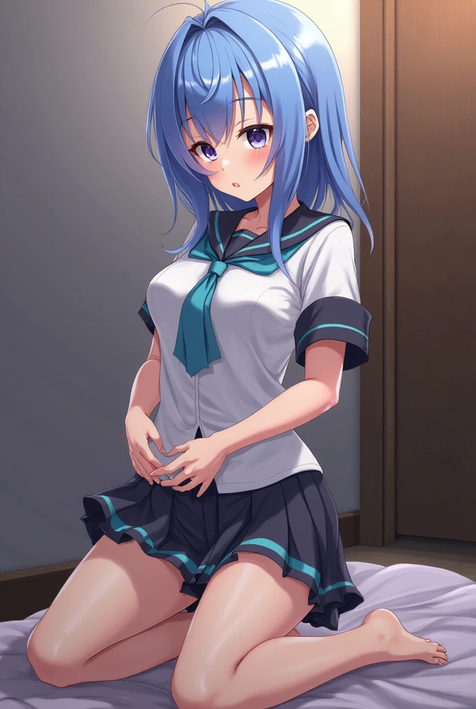 nsfw,(super fine illustration,8K CG wallpaper,best quality,extremely detailed,ultra high res,best aesthetic),(cowboy shot,from front),1girl ,idolmaster, {{{chihaya kisarahi}}}, (30yo,beautiful girl),(((beautiful black eyes))),(((beautiful deep blue hair))), ((((long straight hair)))),(wet skin),(scatter sweat),(steam),((flat chests,very small breasts)),((((slender and tall)))),((on stage)),(((blue idol dress))),(((see-through))),((spread legs)),(((straddling))),((spread pussy:1.3)), (pubic deep blue hair:1.5), ((on stage)), ((((spread legs)))),((spread pussy:1.5)),(open mouths), (smile), ((stick out tongue)),(feel good), (one eye closed),((singing)),((((hold the penis with your right hand)))),((((bring your right hand in front of your pussy)))),(bukkake, cum on body:1.3),((((female masturbation)))),ecstacy,((deep bule clothes)),(sex,cowgirl,pov),