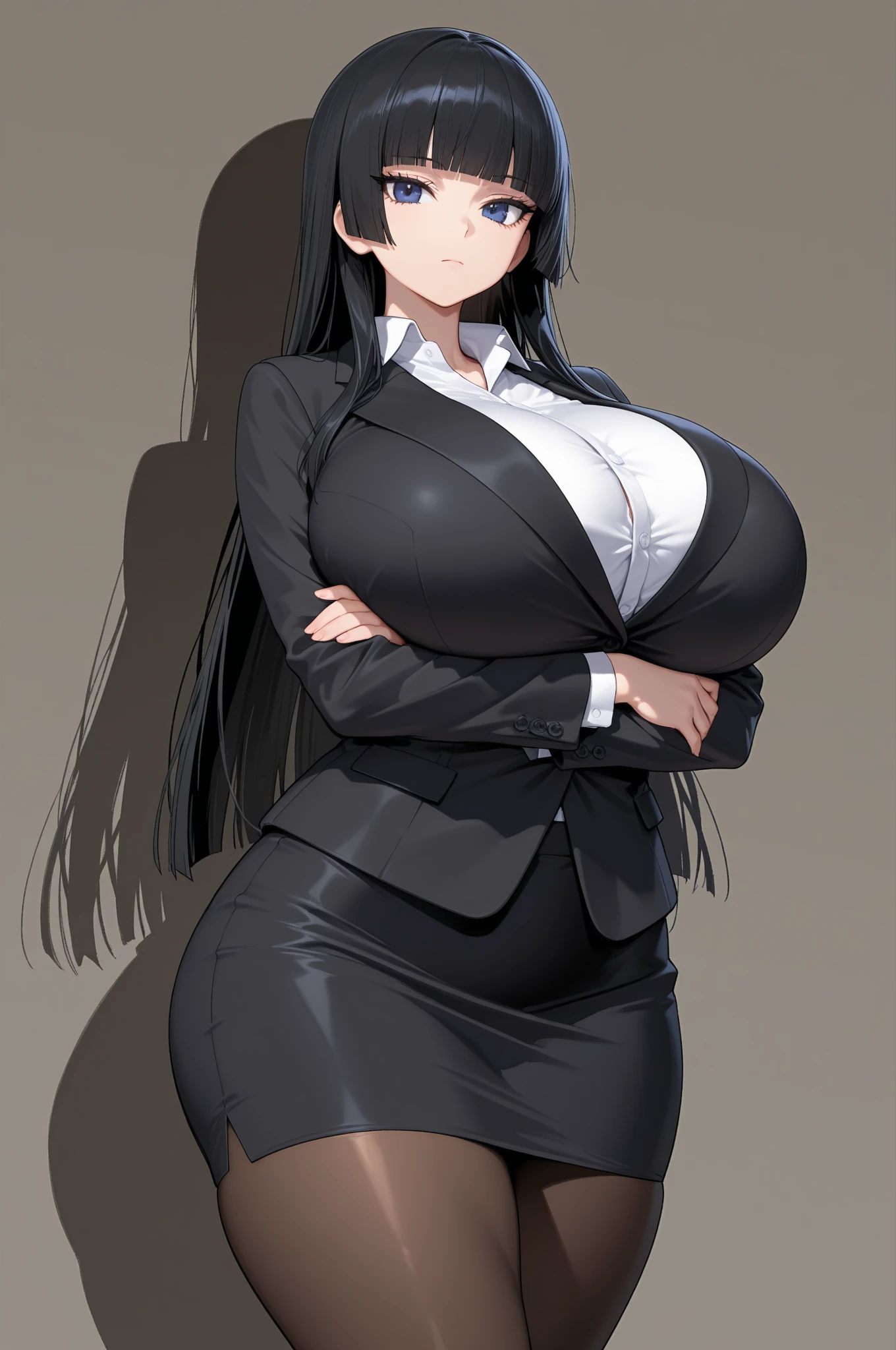 masterpiece, highest quality, High resolution, black hair,long hair,plain black glasses,(Sober girl),Alone,A little unkempt hair,School Blazer,tight white shirt inside blazer,Long black skirt,sweating,It's hard to breathe,after exercise,classroom,blush,sunset shining through,perfect body with natural shadows,You're seducing your audience,detailed lips,bewitching smile,Carnal body,big breasts,big ass,Curly waist,round chest,a lot of sweat,press your chest together,Slightly plump face,front,Are standing,fold your hands in front of your hips,Cloudy glasses
