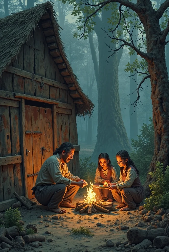 there lived a woodcutter in a desolate hut at the edge of the forest ...