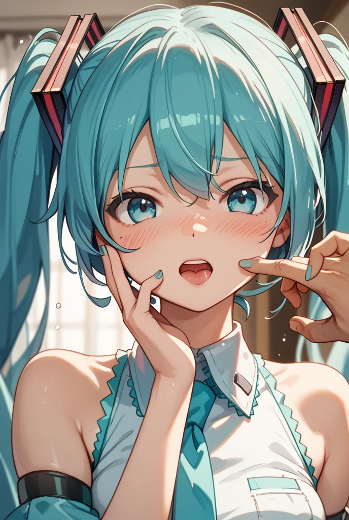 1 girl, masterpiec, best quality looking at viewer, , indoor, hatsune miku