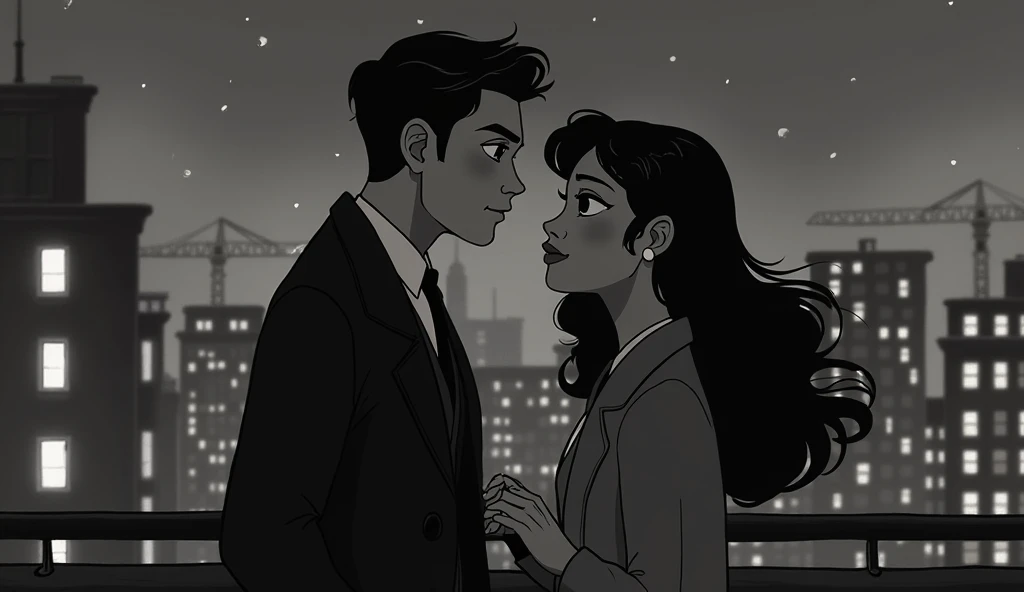 Remus Lupin hugging his dark haired (13 years old , thin ) daughter (black and white)