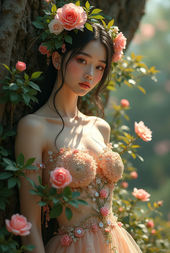 (beautifull flower fairy with gigantic breast, colorfull braided hair, sit on tree branch near beautifull lake), (strapless luxury flower bra), (show boobs), (show cleaveage), (show underboobs) , (show sideboobs), (show thigh), (detailed flower underboobs ornament), (detailed luxury flower chest ornament), (detailed luxury flower arm ornament), (detail flower hips ornament), expensive detailed flower necklace, flower vase, (gigantic breast:1.9), beautifull lake behind, flower mountain background, detail flower forest, detail flower field, detail flower background, beautifull face, pretty face, beautifull eyes, beautifull nose, sexy lips, polished nails, raytracing beautifull fingers, beautifull hands, sexy belly, sexy body, sexy shoulders, sexy legs, sexy hips, (luxury bracelet), (luxury ring), (luxury necklace), black nails , blue eye, (4 fingers in 1 hand), white skin, full body picture, pretty makeup, blush, beautifull butterfly wings, butterfly background, masterpiece, best quality:1.2),(8k,highres,RAW photo,realistic,photo-realistic:1.3),(detailed skin texture,detailed cloth texture,beautiful detailed face:1.25),professional lighting,photon mapping,beautiful soft light,radiosity,physically-based rendering,model shoot style, model shoot style, (extremely detailed CG unity 8k wallpaper), full shot body photo of the most beautiful artwork in the world, complex 3d render ultra detailed, looking at viewer, 18 yo, wet hair, real human skin, vibrant details, hyperrealistic, beautiful, octane render, 8k, best quality, masterpiece, an extremely delicate and beautiful, extremely detailed ,CG ,unity ,wallpaper, (realistic, photo-realistic:1.37),Amazing, finely detail, masterpiece,best quality,official art, extremely detailed CG unity 8k wallpaper ,extreme detailed eyes, (perfect face), shiny skin, colorful, highest detailed, vibrant colors, ultra high res, (high contrast), intricate, lens flare,