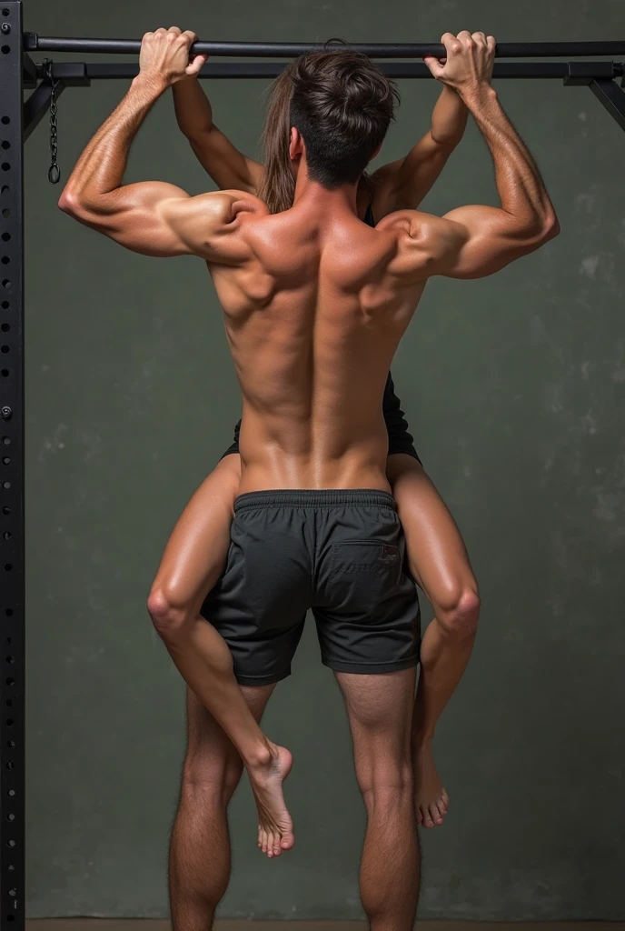 Pehlwan man Indian Gurjar gay couple wetty mouth to mouth tounge to tounge kissing and sucking lower lip, bitting and pulled lower lip during hot kissing with big shinning eyes big lips wide jawline beautiful hunk face spiky black hairstyle, seductive kissing in gym during sweat running from body