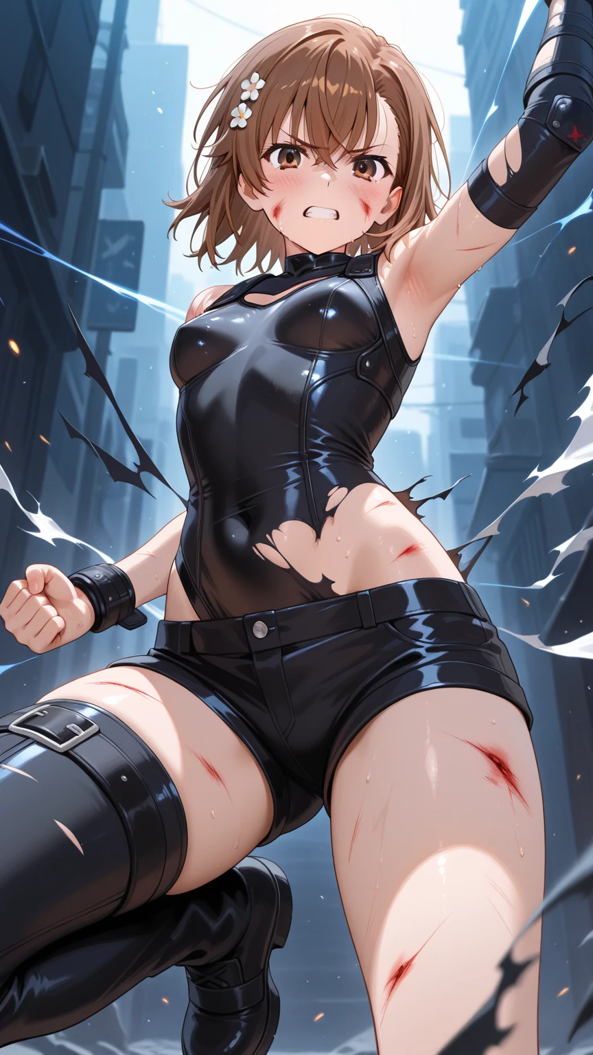 masterpiece, best quality,anime style, 1 girl,(((slender body))), (((small breast))),(((school swimsuit))), ((((restrained, arms behind back)))),((((cum)))), (beautiful face), (((medium hair))), (((messy hair))), ((((brown hair)))),detailed beautiful skin, (perfect hands, perfect anatomy)