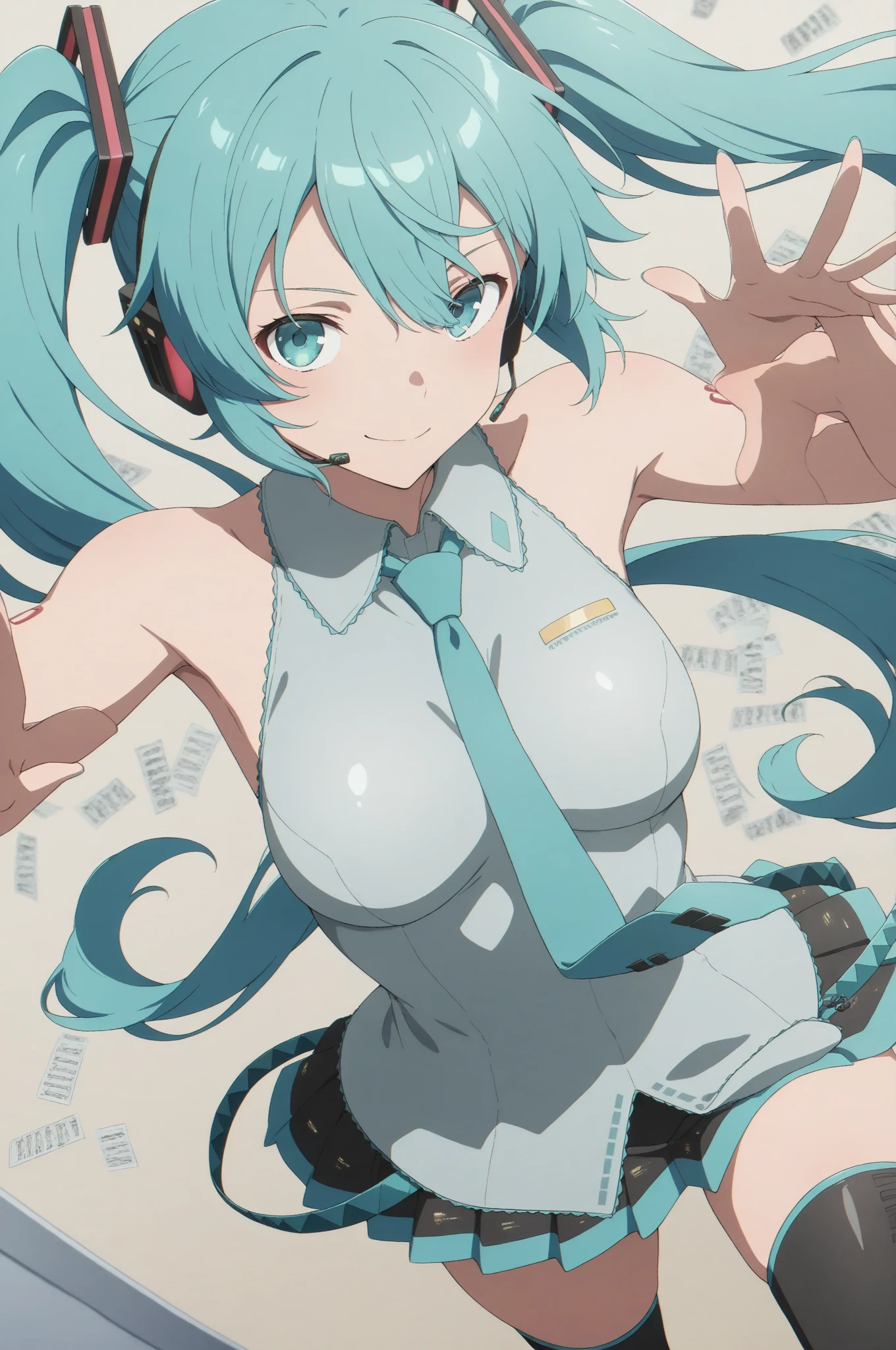 masterpiece, Highest quality,One girl, Hatsune Miku, Huge breasts, Huge breasts, Huge breasts, Huge breasts, Huge breasts, Huge breasts, Huge breasts