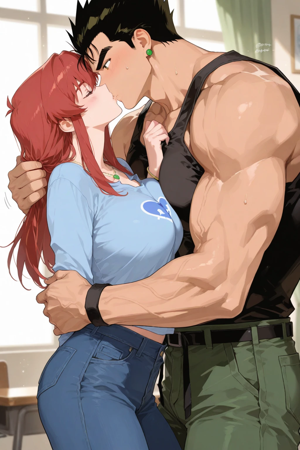 score_9, score_8_Excellent, score_7_Excellent, アニメ,Huge breasts Huge ass Pubic hair Armpit hair Massive pubic hair Makima,chainsaw_man, 1girl, asymmetrical bangs, black necktie, long braid hair, braided ponytail, medium hair, red hair, ringed eyes, sidelocks, yellow eyes, White dress shirts, long-sleeved shirt, medium large breasts, black pants,1girl 1boy fellatio penis cum in mouth dynamic motion line