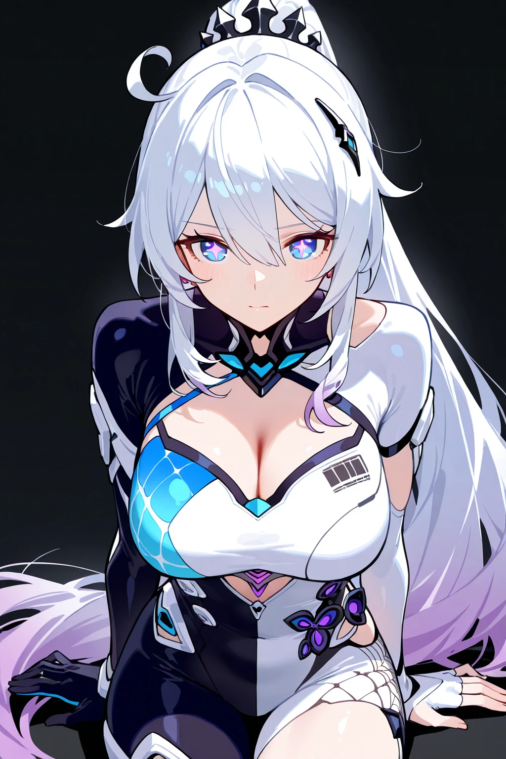 Highest quality, masterpiece, Ultra-high resolution, female、Big Breasts、Calm、美少female、Darkness attribute、Wolf Beastman、Maid、Maid服、valley、tail、White hair、Obediently Obey