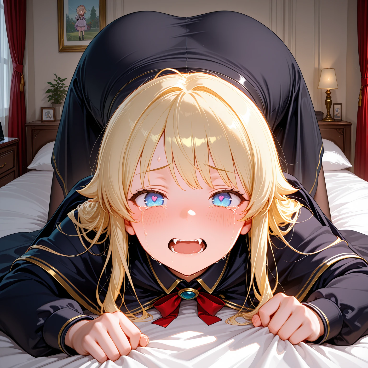 Two Women,Alpha ,Elf,Long blonde,gamma,Elf,Long Black Hair ((Black bodysuit))), Big Breasts, Erect nipples, BIG ASS, kiss, (adult)
((White liquid dripping from the crotch)),Love Hotel,My crotch is wet,Lying in bed(masterpiece:1.2), High resolution, Highest quality, 8k,