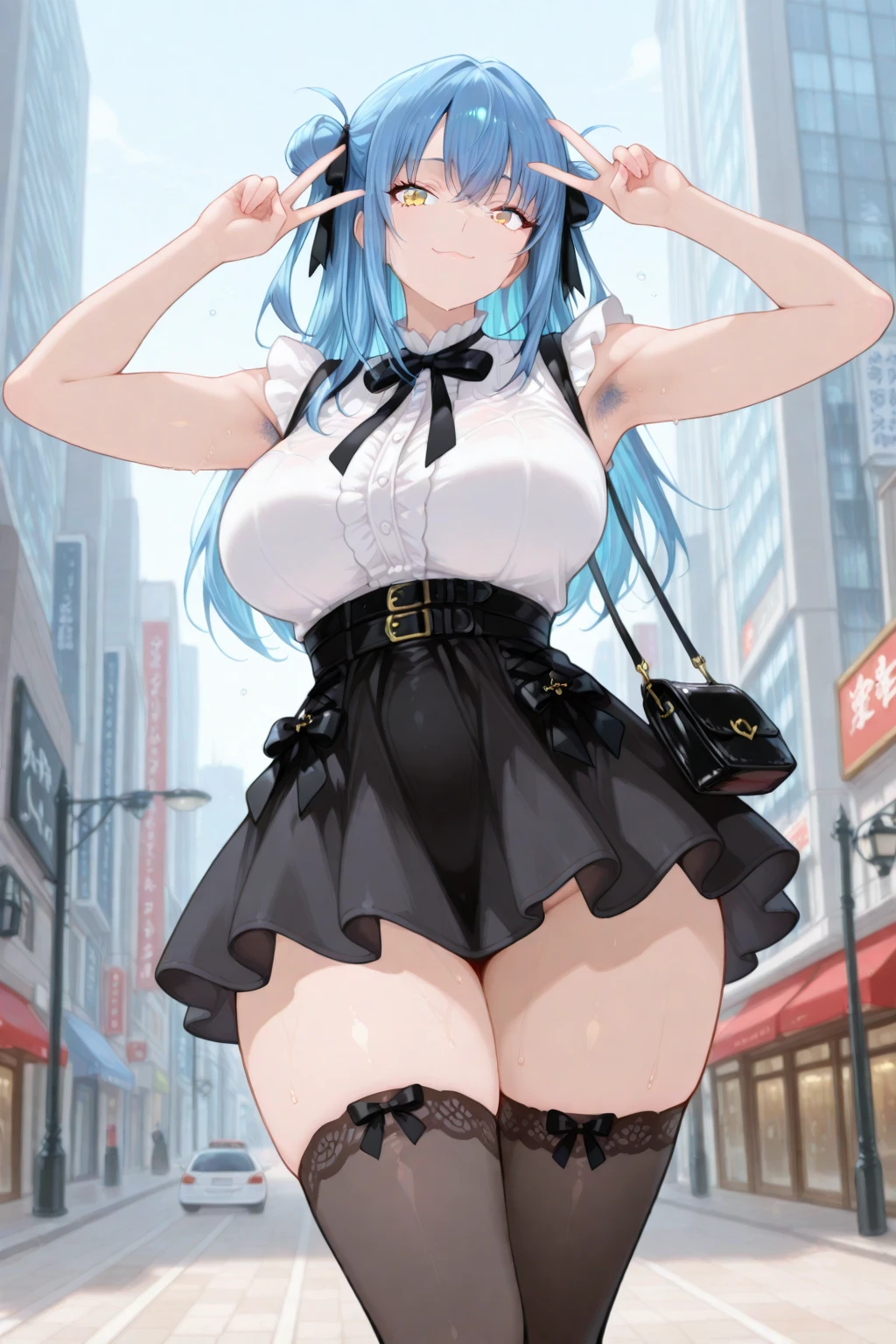 (highest quality,4K,High resolution,masterpiece:1.2),Very detailed,Beautiful details, Teenage body,Embarrassed,Furina character, 16-year-old teenager, Happy expression,Walking around the city, Shiny Hair,
nsfw,,hugging own legs,white panties,cameltoe,
