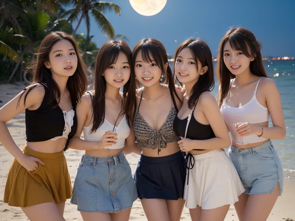 full body image,Remote photos, girl usa,อายุ50ปี image of a group of girls in outfits posing in front of a full moon, completely naked, large breasts, hololive, twice, trending on cgstation, fairycore, nightcore, fanart, seifuku, wallpaper - 1 0 2 4, moonlit, in girls generation, ddlc, 8k)), lolish, blank