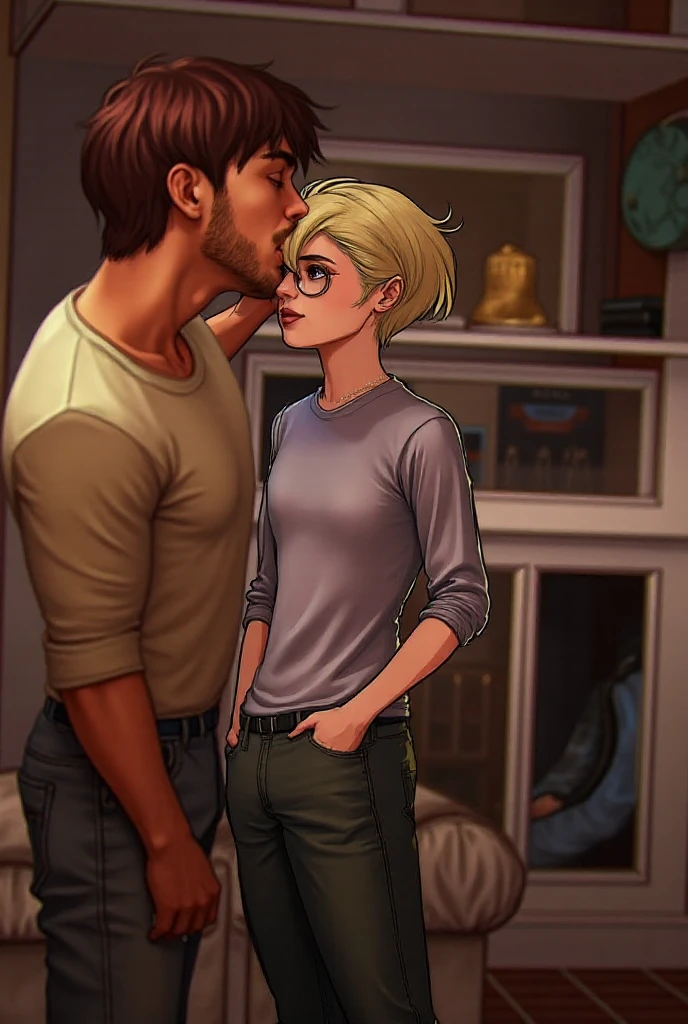 Blonde woman get caught by a black man in bedroom 