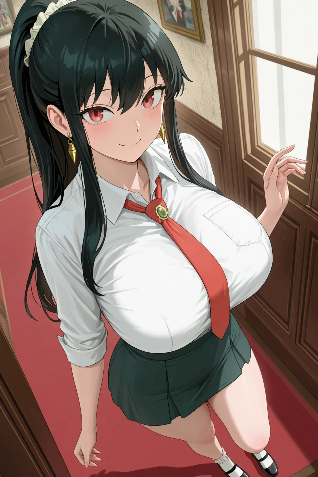 tmasterpiece， hoang lap ， （Complicated details）， （rich colourful）， 电影灯光， the Extremely Detailed CG Unity 8K Wallpapers ， Hinata flower proportions， 1girll， 独奏，（at class room，Kneel on the desk，Wear an unbuttoned school uniform，Long black stockings，is shy，Bigboobs， Low hair tied long），perspire，