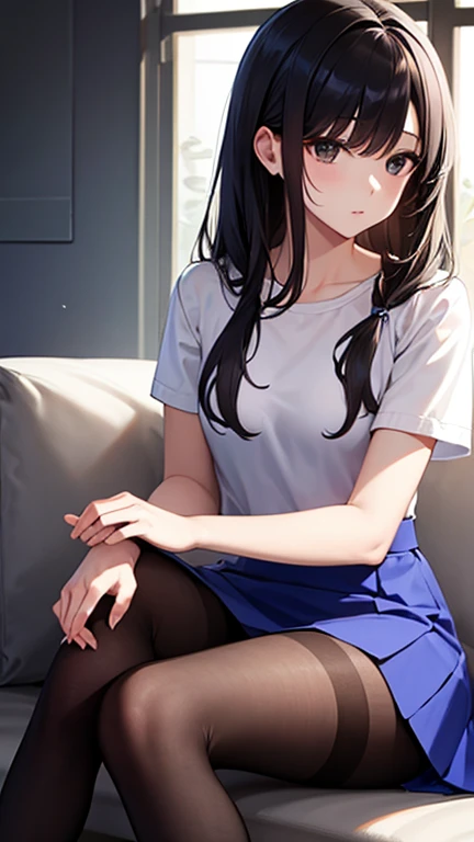 nswf,(wearing ,t-shirt:1.3),{{{{see through:1.7}}}},{{t-shirt are wet with water}},{erect nipples:1.3},bottomless,masturbation , (touch pussy:1.4), (love juice in pussy:1.6),{{{massive female :1.5}}}, {{{{{{{huge pubic hair:1.8}}}}}}}, (Sitting with Knees Up on sofa at living, spread legs:1.3), from below,full body shot,Top quality, 1 beautiful Japanese woman, teen,high school student,(18 years old),medium hair, (Black hair:1.2), Ultra-realistic capture, Highly detailed, High resolution 16k close-up of human skin. Skin texture must be natural, With such detail that pores can be finely identified. Skin should look healthy, In a uniform tone. Use natural light and color,
