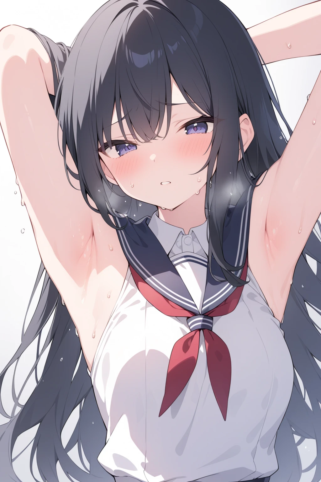 1girl, solo, takarada rikka, blue eyes, black hair, long hair, bangs, empty eyes , large breasts, nipple, Running, , Heavy snowfall area　frozen wet crying mountain Alone, crying, Naked, Peeing, lactation, projectile lactation