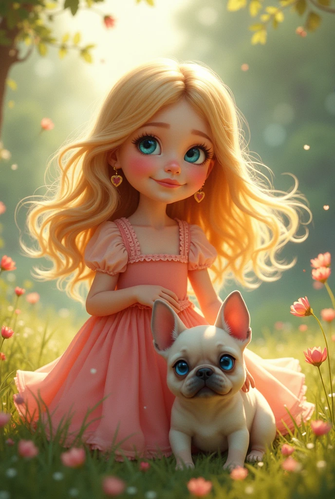 child ((princess-like woman)), elegant silhouette, work of art, best qualityer, Sweet face, long hair, (work of art:1,2, best qualityer), (image drawing, details Intricate), (1 child, with dog , golden blonde loose hair, large blue eyes, long hair, bracelet, fearful face, gorgeous eyes, gazing at viewer, Ela está usando um pink dress de child, appropriately dressed as a CEO, pink dress, face haunted by fear, elegant pose, sleek hands, beautiful hands, perfect toes, is in the forest with a beige dog, fund: This is in a forest with red flowers on the road, and with a haunted and fearful face
