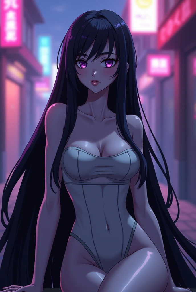 Optimal，masterpiece，High resolution，Highest quality，Hyper HD，Very detailed，Award-winning，16K，alone，（Upper Body），Correct ???????，Beautiful Cyberpunk Girl，Cowboy Shot、Cute Face，，Purple Hair、Long Hair、Twin tails、Braiding, Hairline，（（Scarlet Eyes）），Long eyelashes，Drooping eye corners，White skin，Shoot from the side, ((See-through camisole:1.5)), ((Transparent nipples))、rocket , （Because I&#39;thin），
