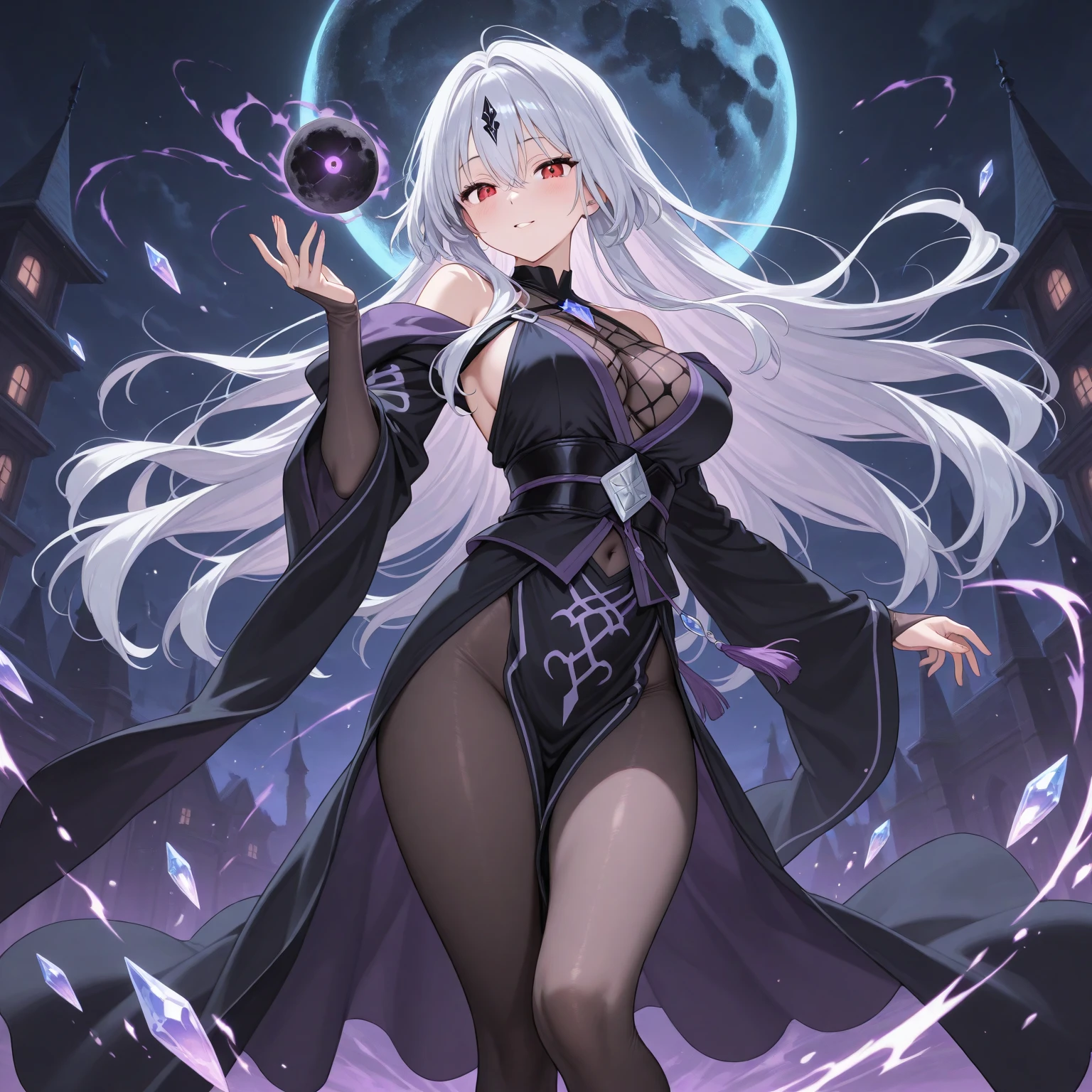 glisten, detailed and intricate, wallpaper 8k CG, ((murasaki shion small breasts)), gushing water spray, Shining water splash, stand on the lake, 