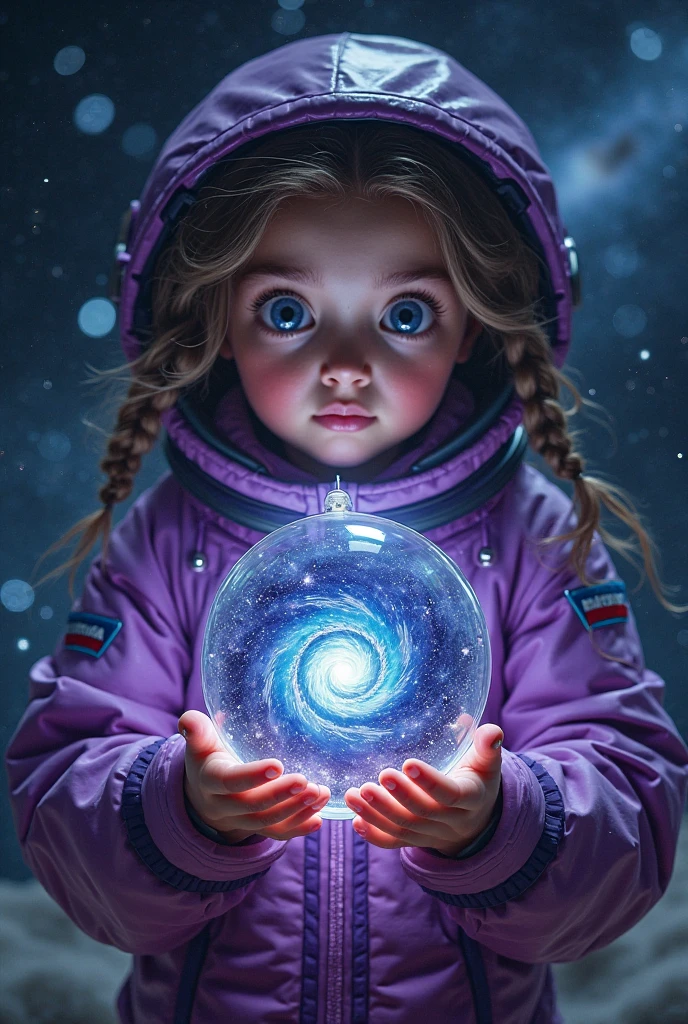 illustration,painting,acrylic painting,little girl,Holding a bright spiral galaxy between hands,Glowing special effects,black background,Super fine,Super realistic,Real light and shadow contrast,Realistic ray tracing,True light falloff,True light reflection,anti-aesthetic style,Poodlepunk,Snapshot aesthetic style