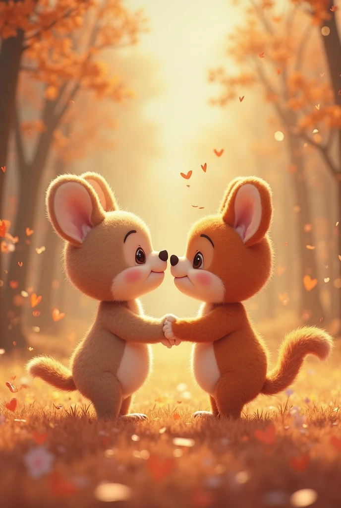 Two cute newborn cubs, love each other, lick each other, show their tiny features and soft feathers. Background, green tree