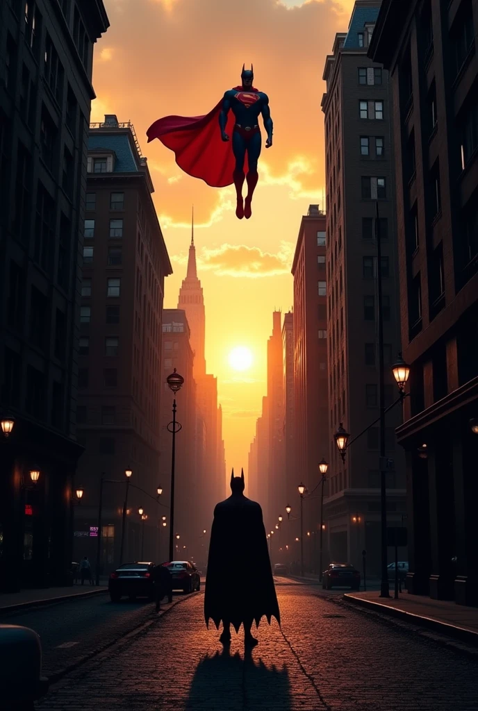 istanbulda açık pembemsi bir hava ile manzarayı izleyen batman spiderman ve superman