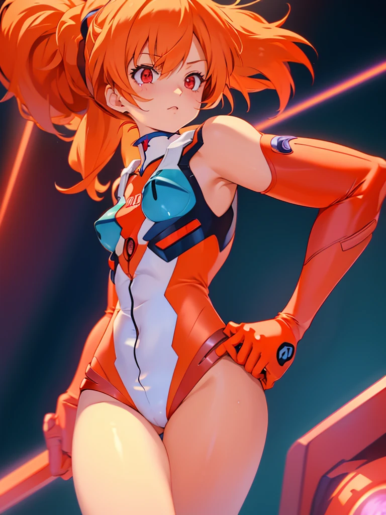 1girl, medium breasts, leotard, red leotard with blue accents, bare legs, boots, matching boots, bracelets, solo, single, spins fast in place like a tornado, full body shot, cowboy shot, beautiful detailed eyes, blue eyes, mature lady, red hair, bob hair, superhero, time warp, spread arms, magic