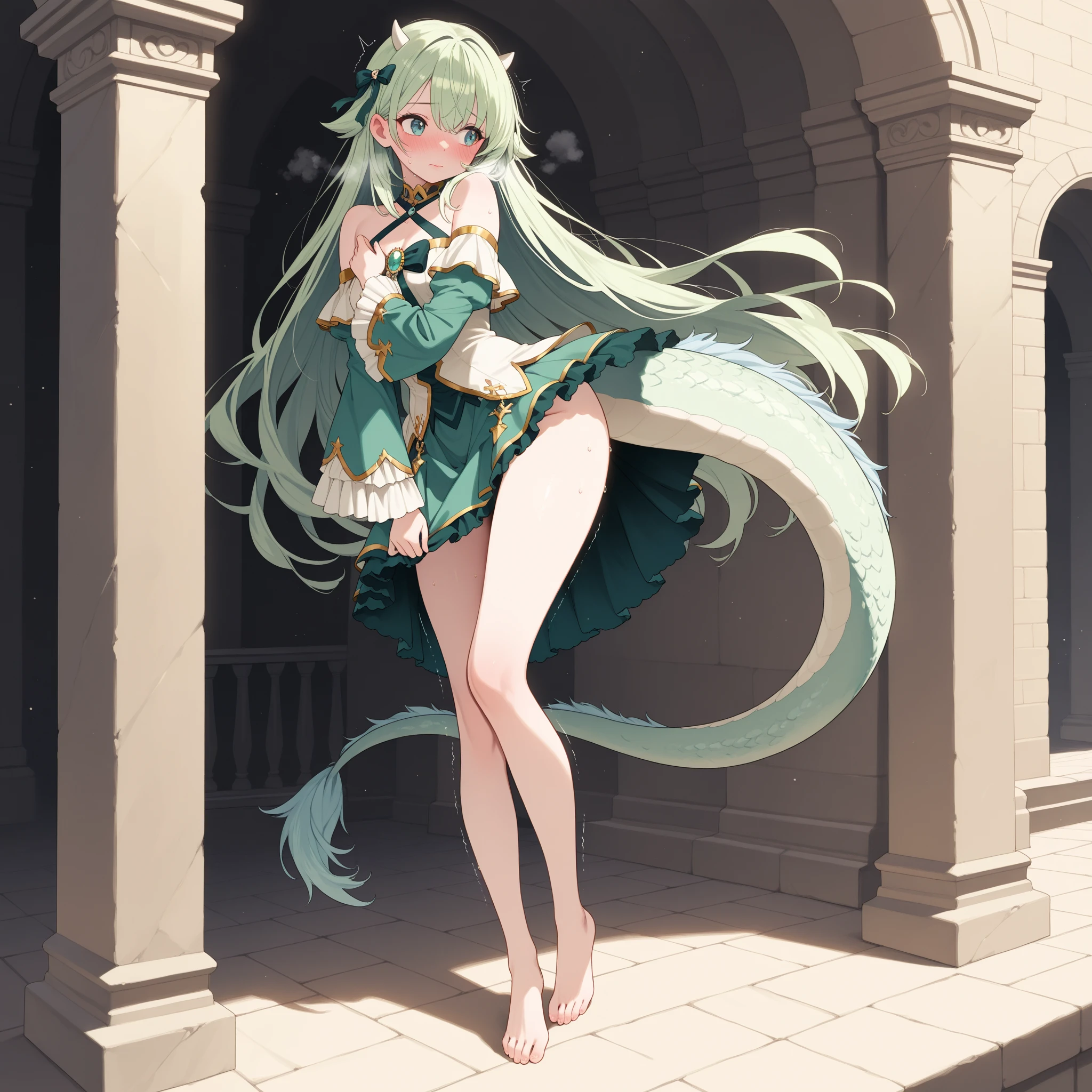 anime, girl, full body, animal ears, animal tail, extra animal ears, looking at views, long hair, multicolored hair, hair ornament, slime, double body, simple background, white background, string, silk, milk, cute, holding, large horns, high quality, height, large breasts, closed dress, closed mount, closed breast,much slime, tentacles hair, parasite, melting, egg, pregnant, horns, , cute, glowing, gloves, slime milk bag bangled on body, body upper another body, four legs, closed dress, closed suit, closed breast, closed mount, melting,much slime