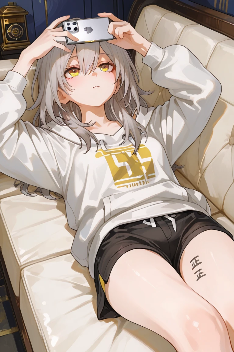 score_9, score_8_up, score_7_up, source_anime, best quality, masterpiece, official art, absurdres, highres, ultra-detailed,waifu2x,Collection: Slice of Life,break,1girl, hare \(blue archive\),green eyes, white hair,ponytail,halo,hairclip,(white jacket:1.2),black hoodie,long sleeves,black footwear, sweat, masturbation, pussy, pussy juice, trembling, sexual climax, indoors, break,dewy skin, perspiration on the skin,skin texture, fine lines, pores, natural imperfections,light reflections, glossy skin, shiny skin,break,(clear line illustration:1.2),very high resolution, very aesthetic, Best sexual lighting powered by famous artist, 8k,cute picture,beauty illustration,photoshop_(medium),,(Detailed Lighting),best anime 8k konachan wallpaper, pixiv contest winner,