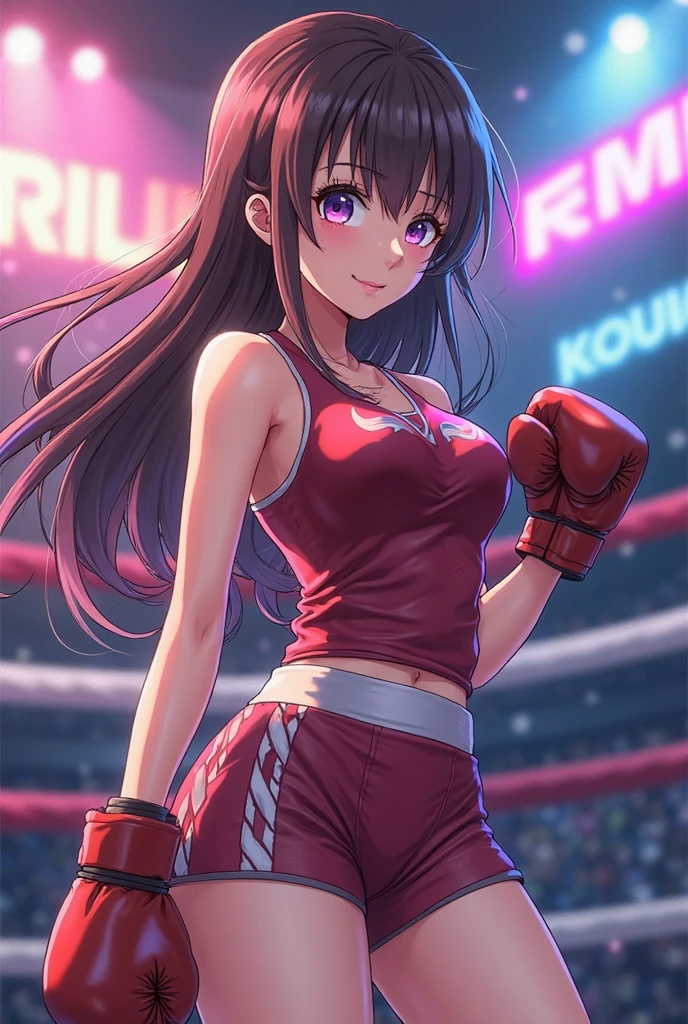 (boxer girl), boxing gloves, boxing ring, masterpiece, best quality, super detail