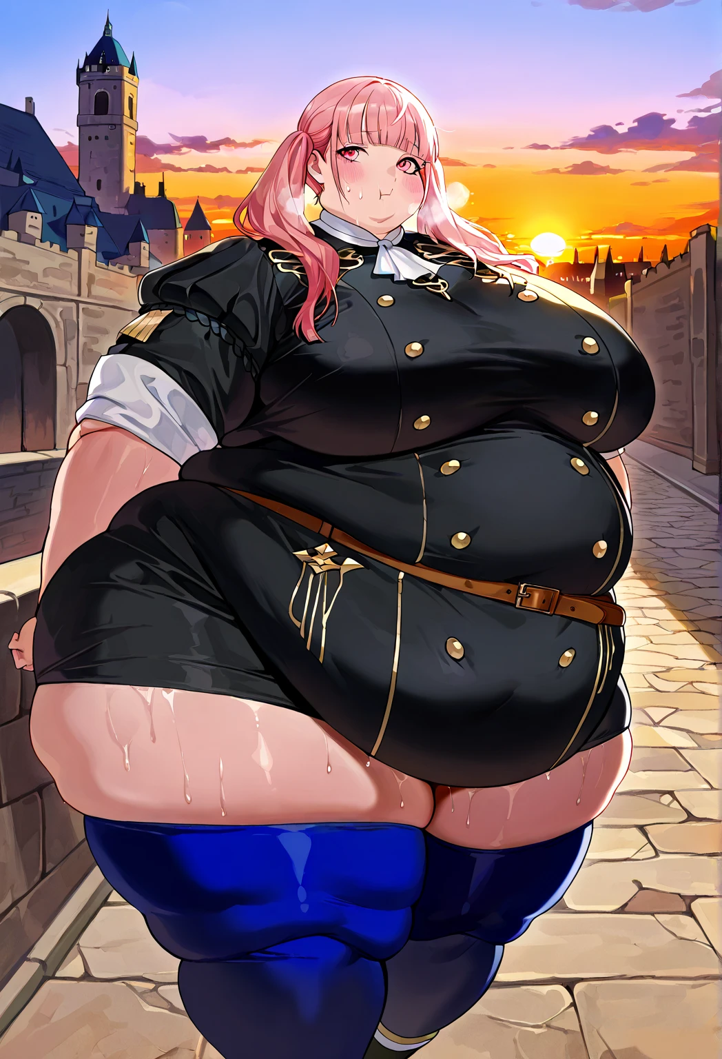 obese tanya degurechaff, uniforne miitar, obese , sorriso maligno, pequena estatura, olhos assassinos