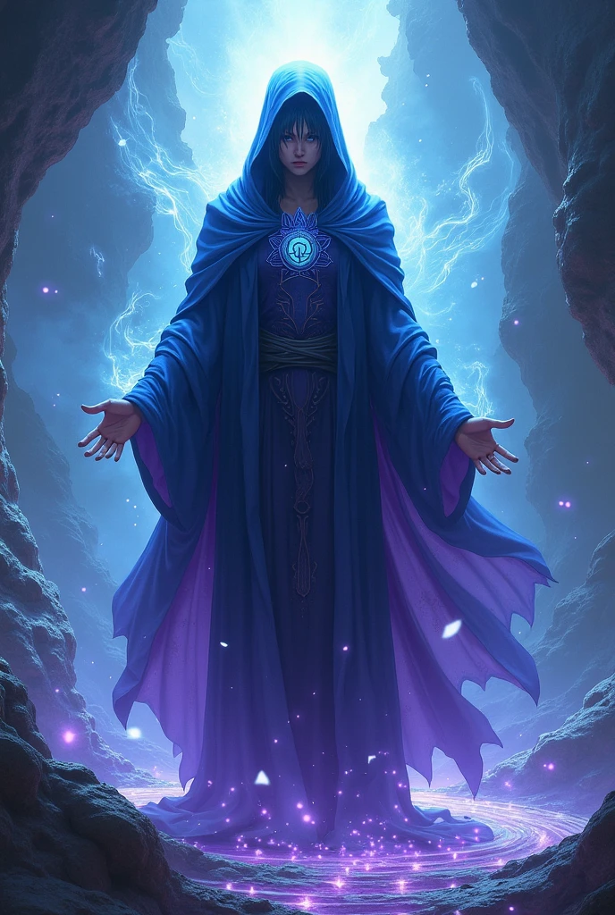 A female wizard with full hijab and purple clothes