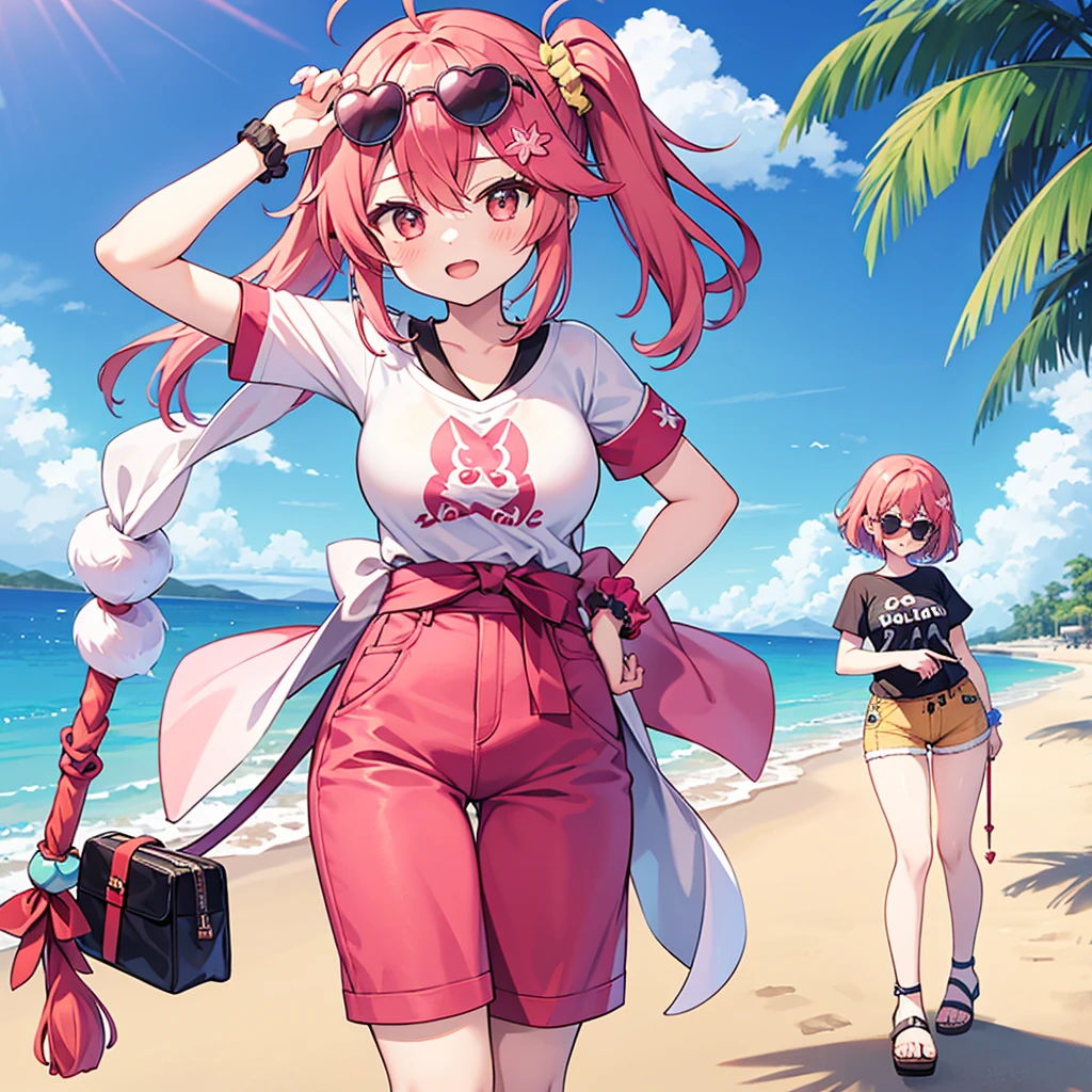 (small breasts)、light shining from the front、bright、(background white)、bright、(simple background)、Laughter、((masterpiece))、((highest quality))、(Super fine) )、((cute))、(Beautiful)、((sexy))、(Erotic)、((very detailed))、In 4K、(In 8K)、(beautiful)、An illustration、solo、((beautiful目))、yoga pose、(((slender body)))、dance pose.pantyhose.pink suit、Key Visual、sublime color、perfect anatomy、good hand、perfect hands、best hand、1 girl、美しくてcute女性、(((Vtuber-full bodyVtuber-half body)))、((best quality)), ((muste piece)), (detailed breasts), perfect face.Tube top.(((lace tube top))).pink hair.short hair.(((hot pants))).(((suspenders))).Kimono.Japanese pattern.casino dealer clothing woman An illustration shorts stripe ピErotic Most famous as the god of fishing、A red shell on your arm、I have a fishing rod in my arm。The prayer for a big catch has changed to a prayer for a prosperous business.。Lord Ebisu is、He is the only god of Japanese origin among the Seven Lucky Gods.。