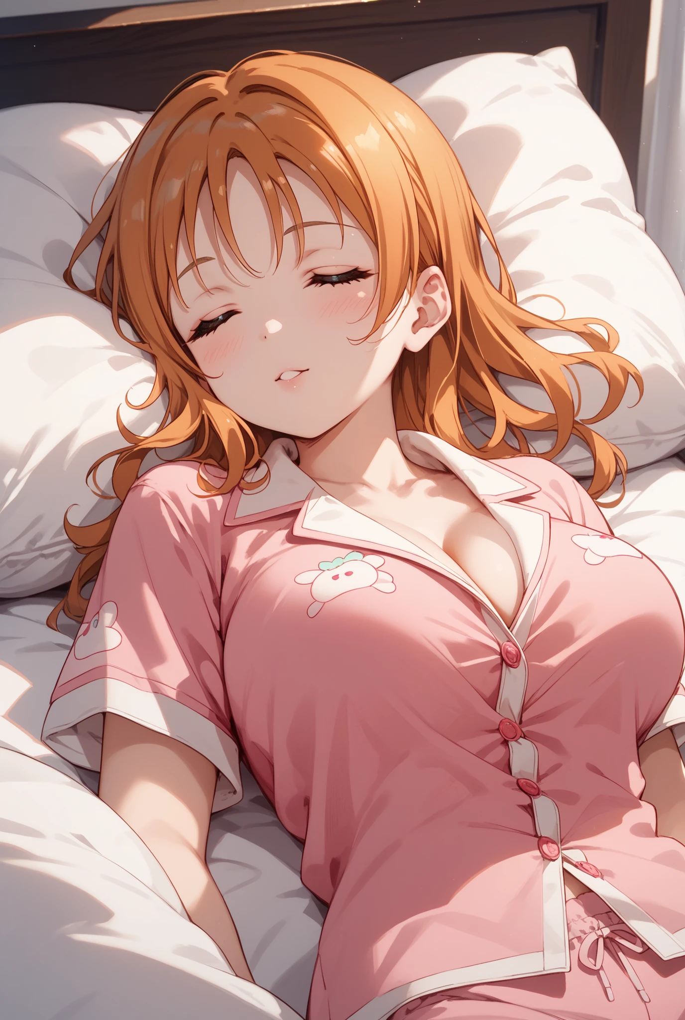 High Definition CG8k Wallpapers), (extremely delicate and beautiful), (top-quality:1.0), (The ultra -The high-definition:1.0), (extremely delicate hair), realistic shadow, [high-detail], More skin, (Very delicate eyes)、Misaka Mikoto、(Red pajamas)、Lying in bed、Hands up、a bitter smile、perspiring、、inner chest、a wet body、slightly smaller breasts、One eye is closed、Red cheeks、Slightly open mouth、(White cream on face and chest)、Thick white cream on the face
