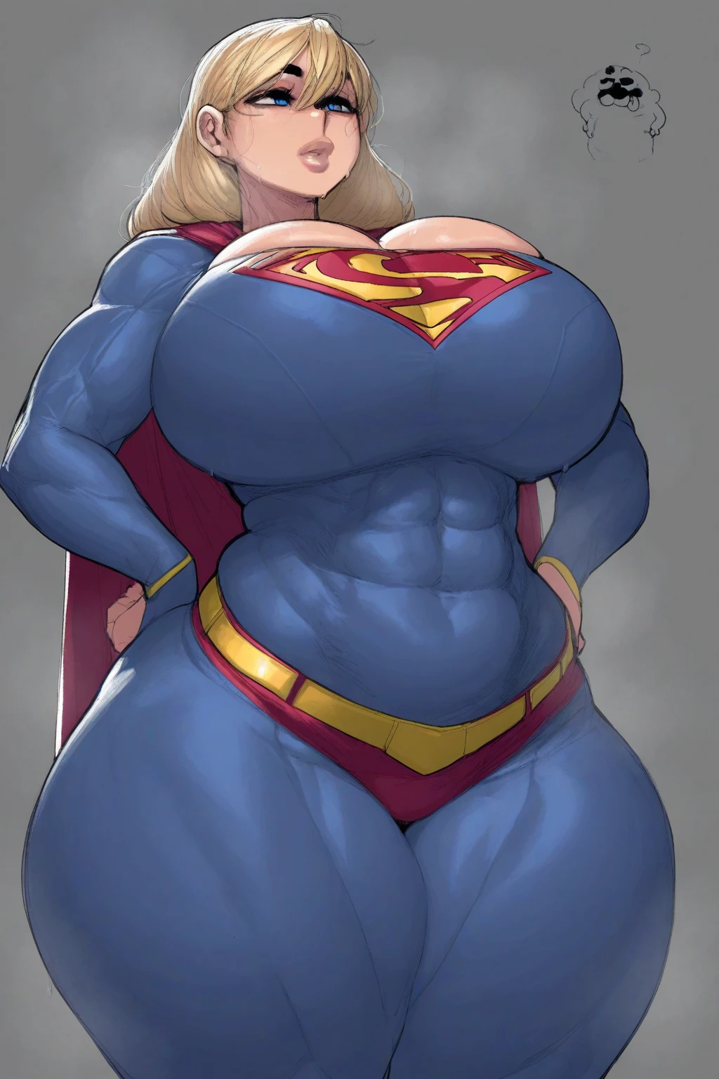 female, supergirl,muscular, curvy body , ((massive breasts)), ((curvy body)), ((city))